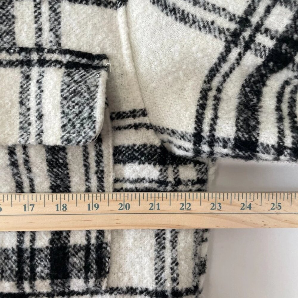 H&M Womens Black White Double Pocket Oversized Plaid Shacket Jacket Size M - Picture 7 of 9